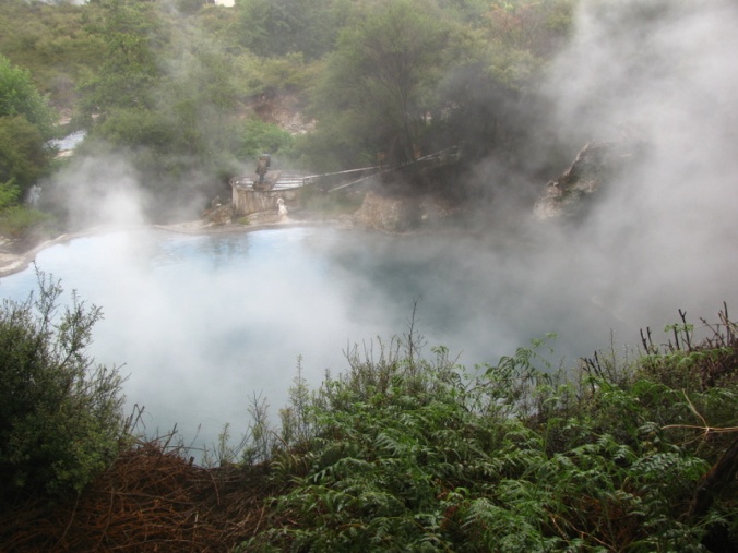 Steam from the natural hot spring